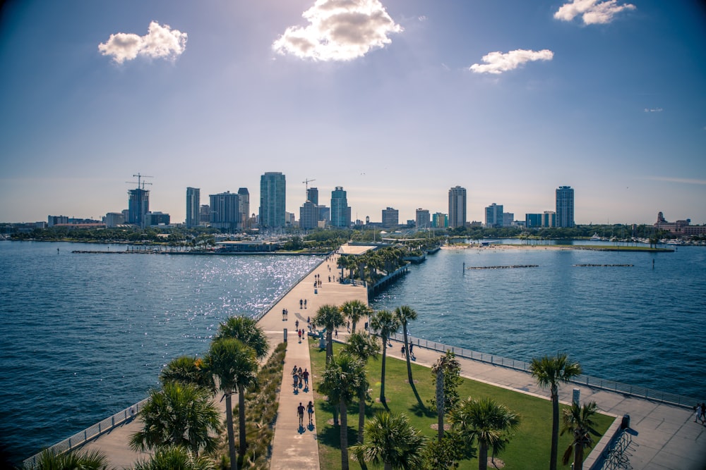 a view of a city from across the water