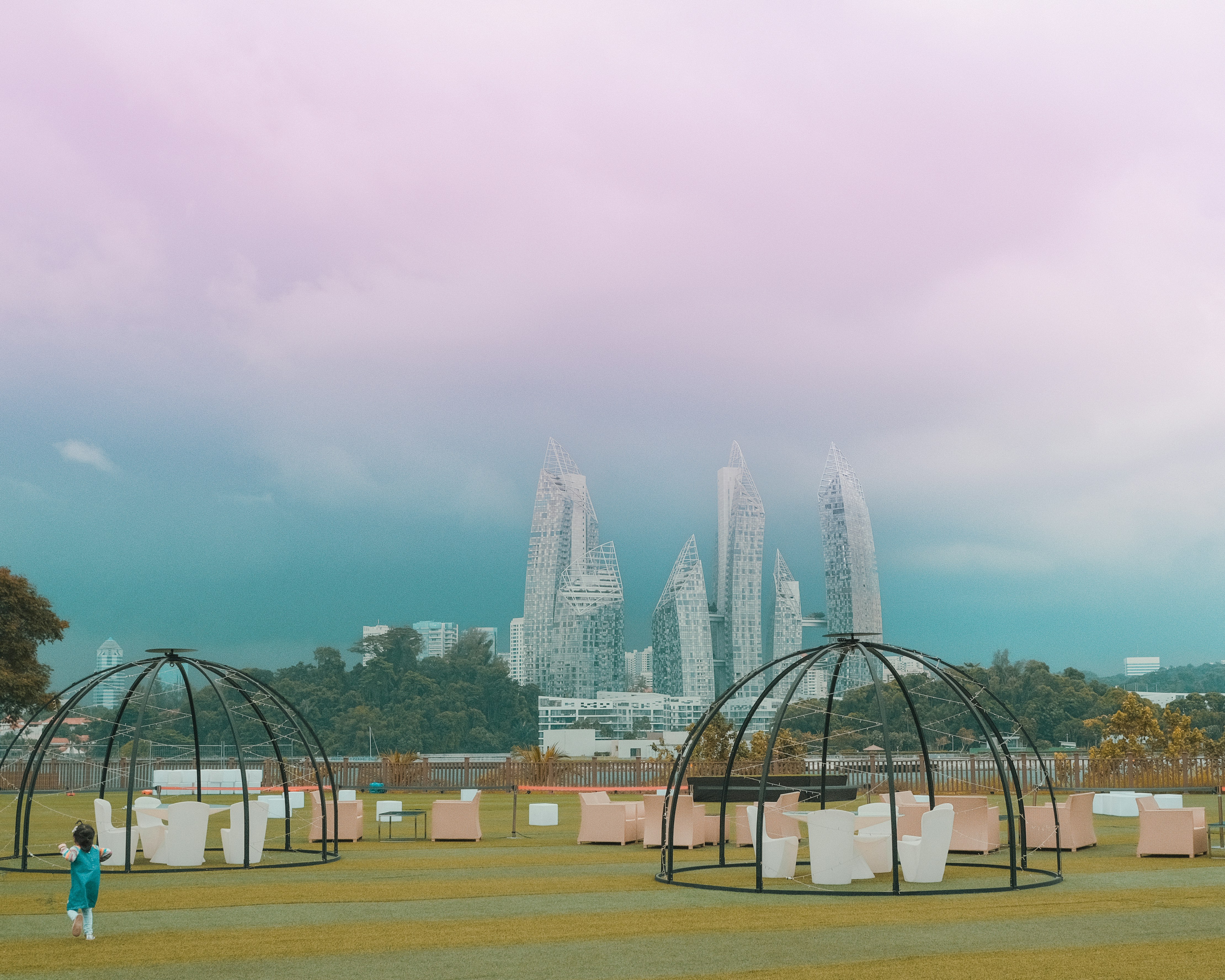 a couple of people that are standing in the grass