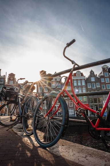 a couple of bikes parked next to each other