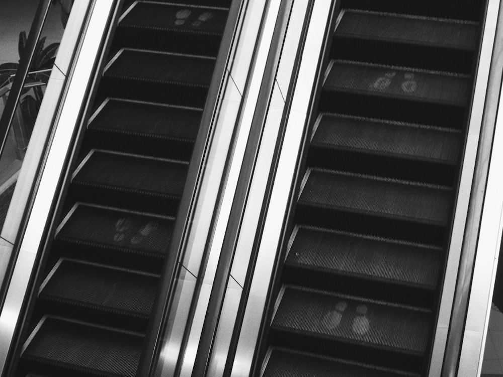 a couple of escalators that are next to each other