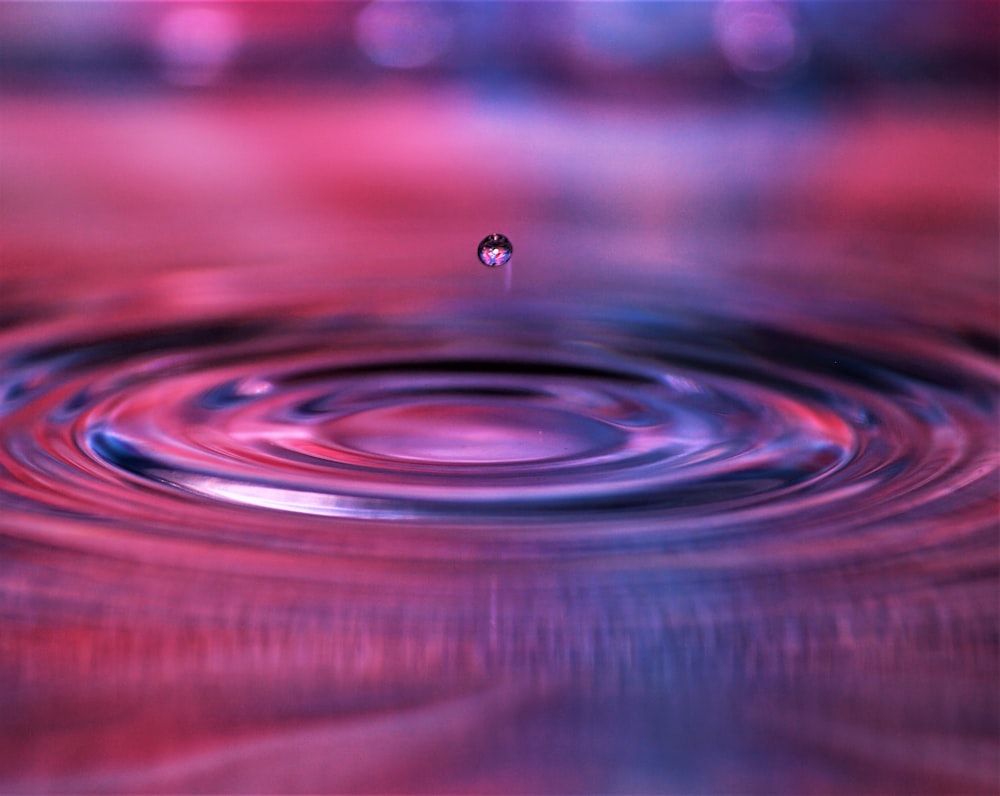 a close up of a water drop with a blurry background