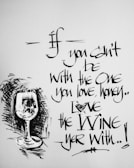 A poet reading verses aloud surrounded by expressive wine-inspired artwork.