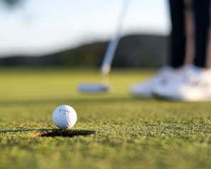 a golf ball sitting on the green of a golf course