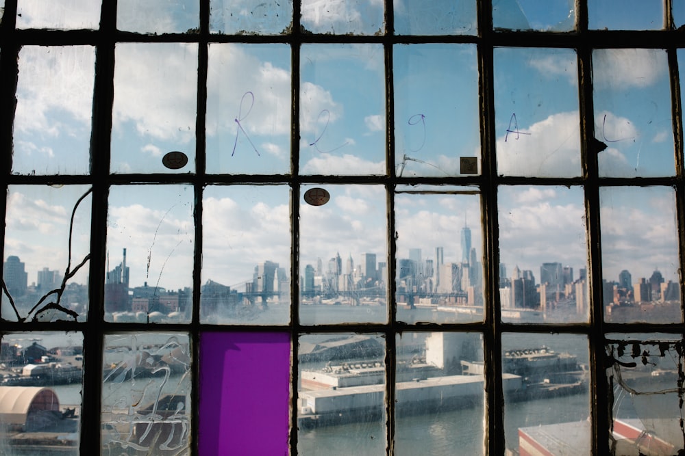 a view of a city through a window