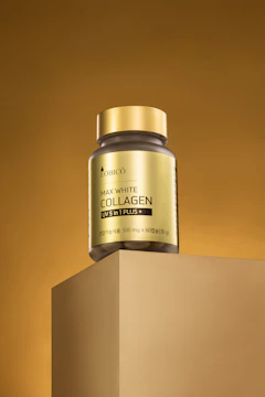 a jar of collagen on top of a box