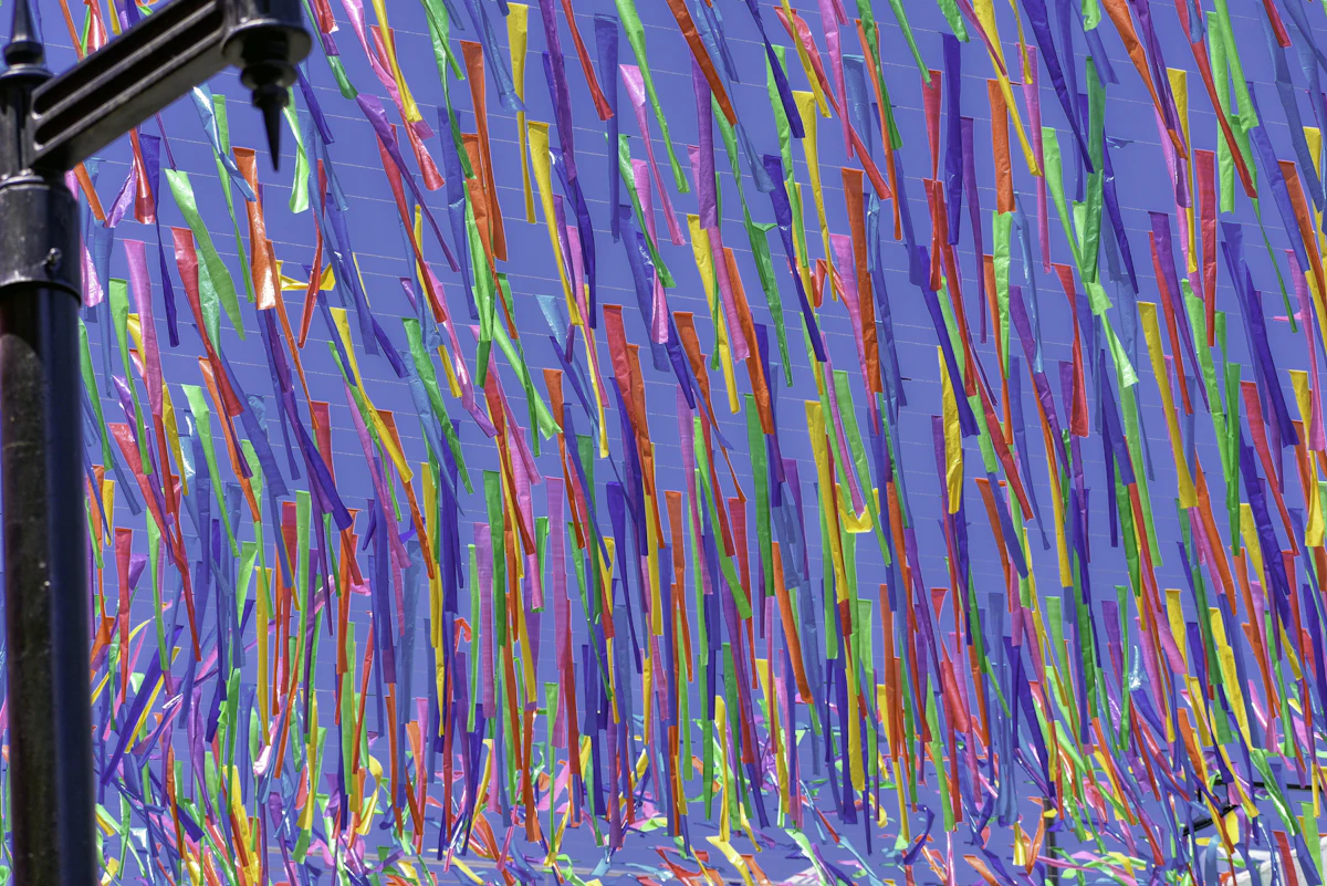 Vibrant Mexican market scene with colorful textiles, handcrafted pottery, and warm golden light