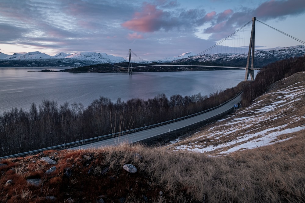 a long bridge over a large body of water