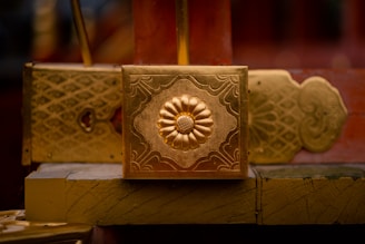 A close-up of a decorative ornament with intricate details.