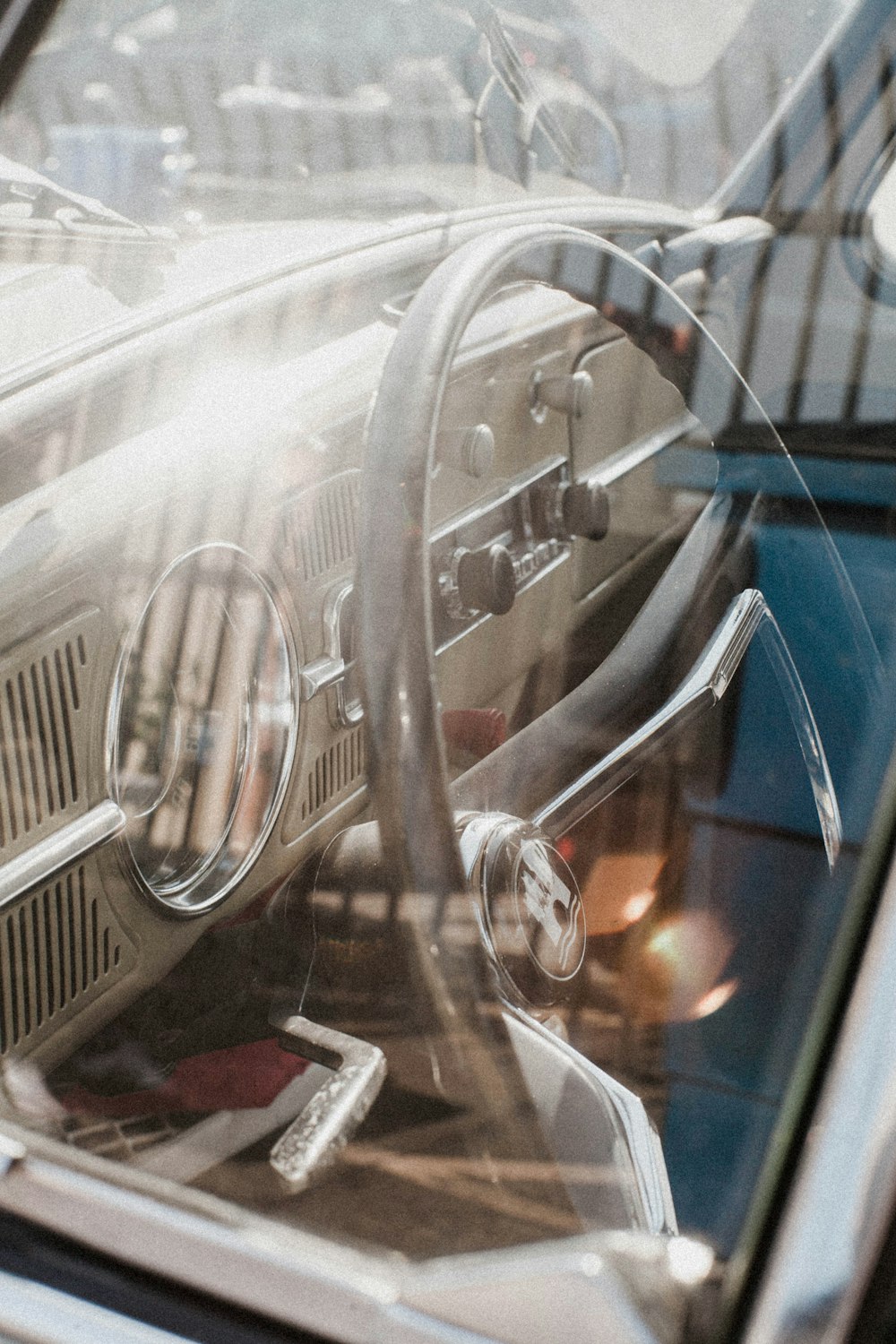 a close up of a steering wheel and dashboard of a car