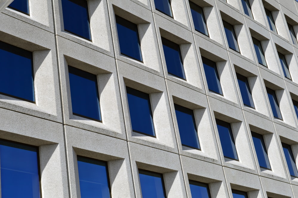 a close up of a building with many windows