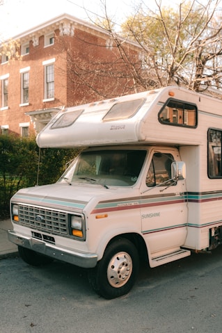 an rv parked on the side of the road