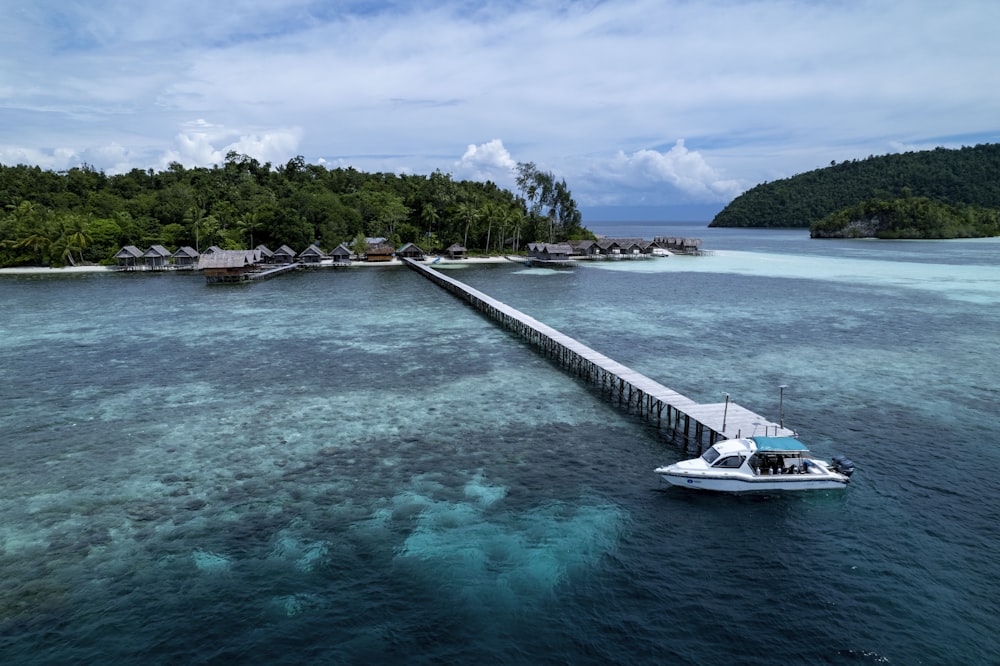 a boat traveling across a large body of water