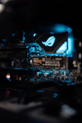 a close up of a computer motherboard