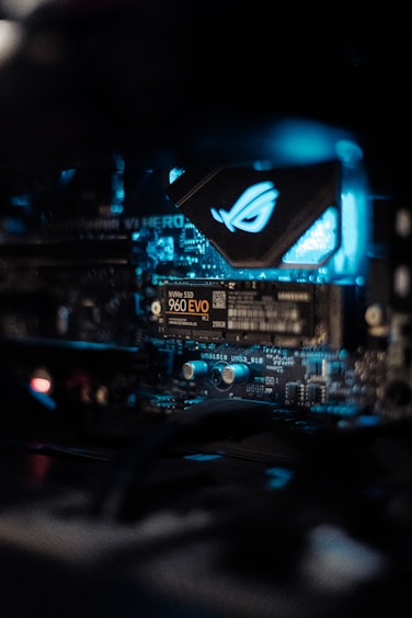 a close up of a computer motherboard