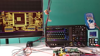 a couple of electronic devices sitting on top of a table