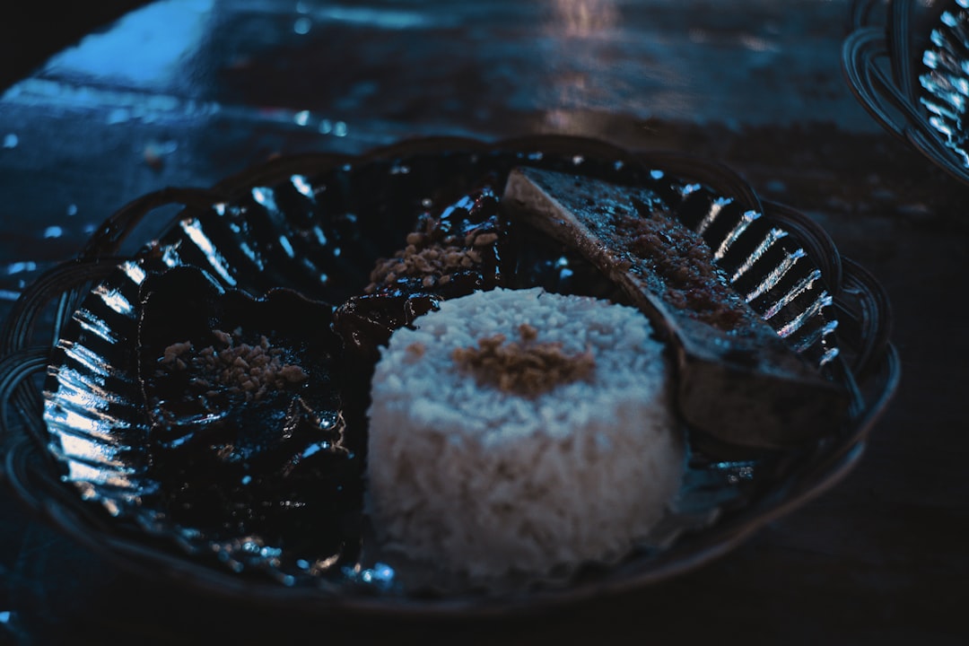a plate of food on a table,