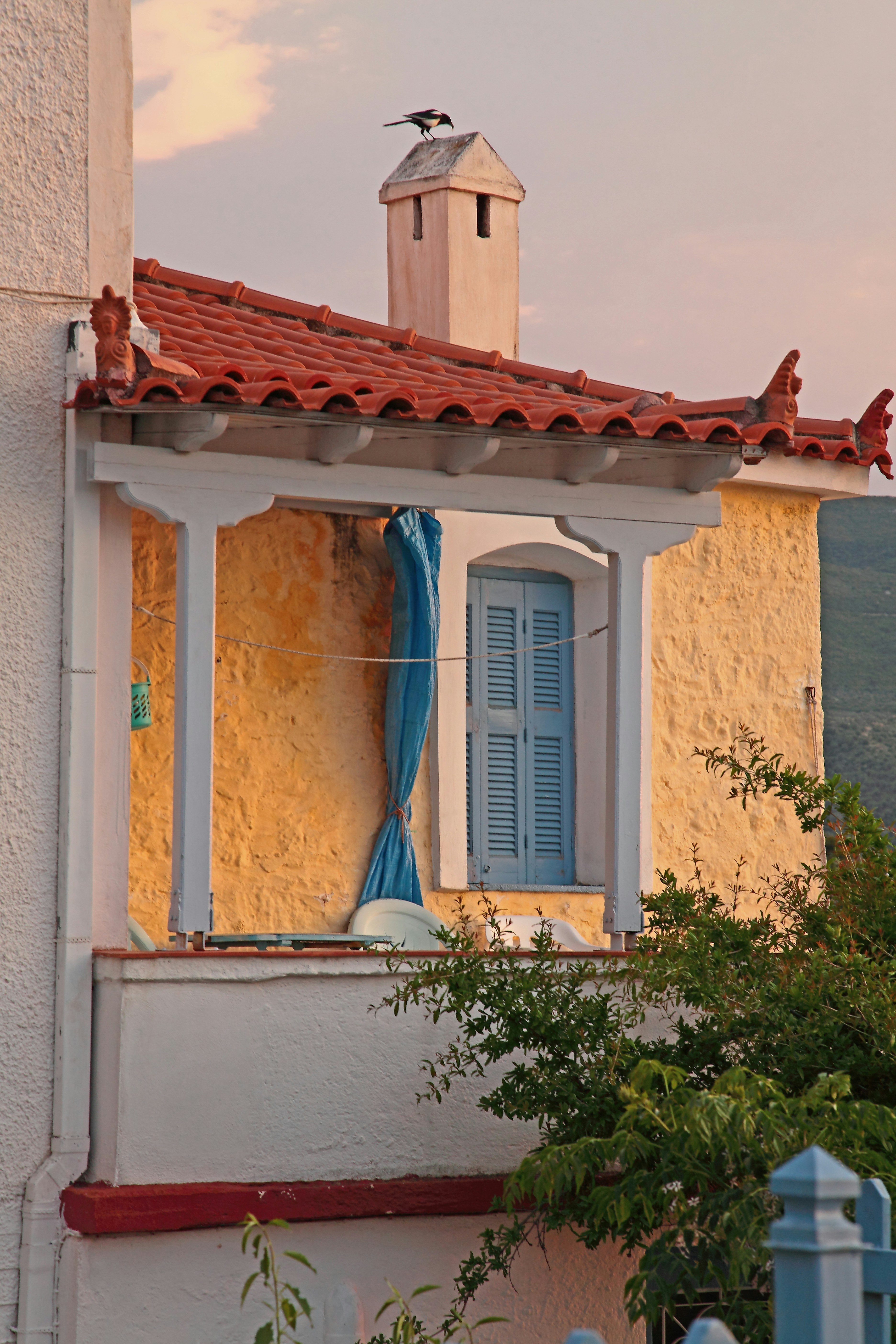 Professional painter working on home exterior