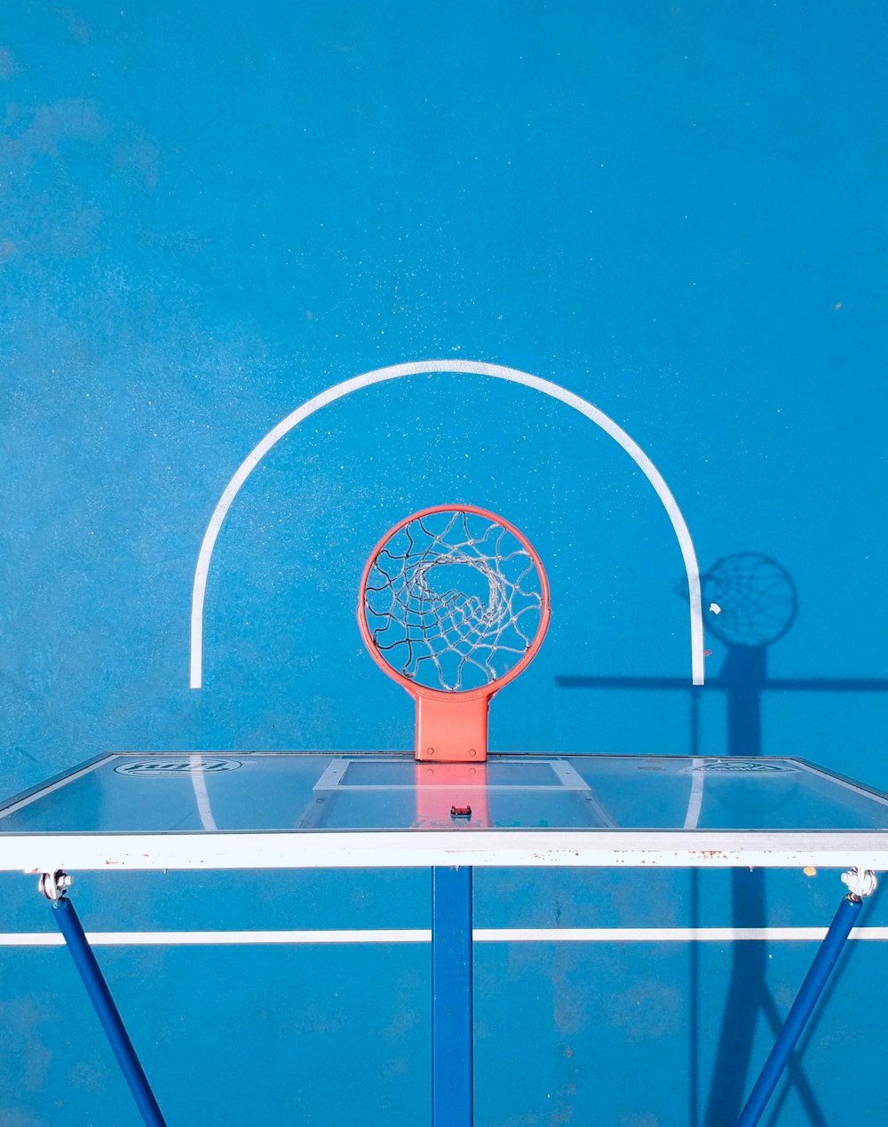 a table with a basketball hoop on top of it