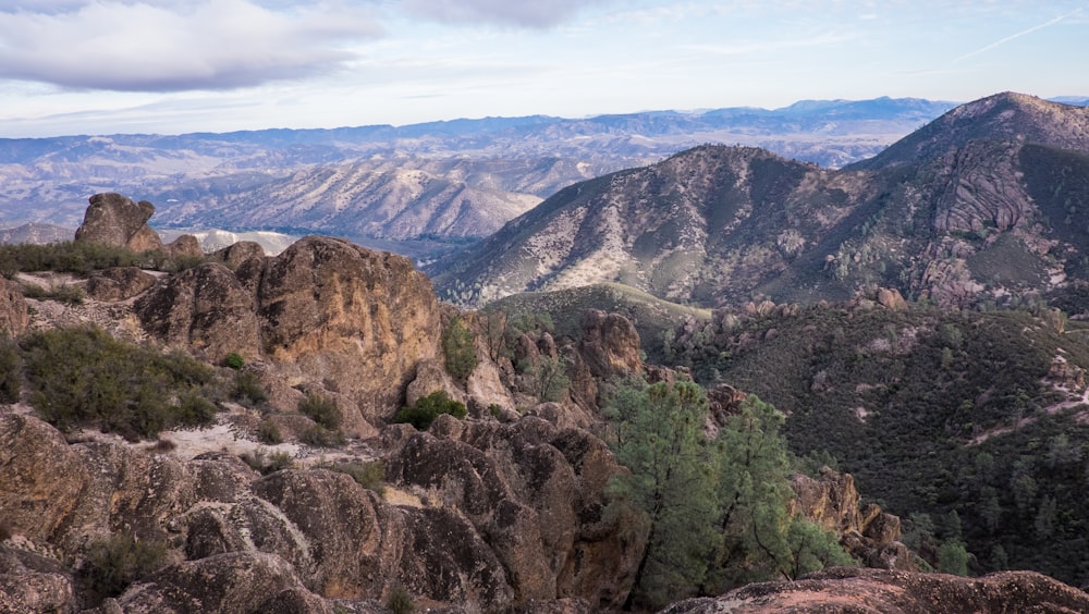 a view of a mountain range from a high point of view