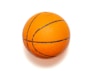 a close up of a basketball on a white background