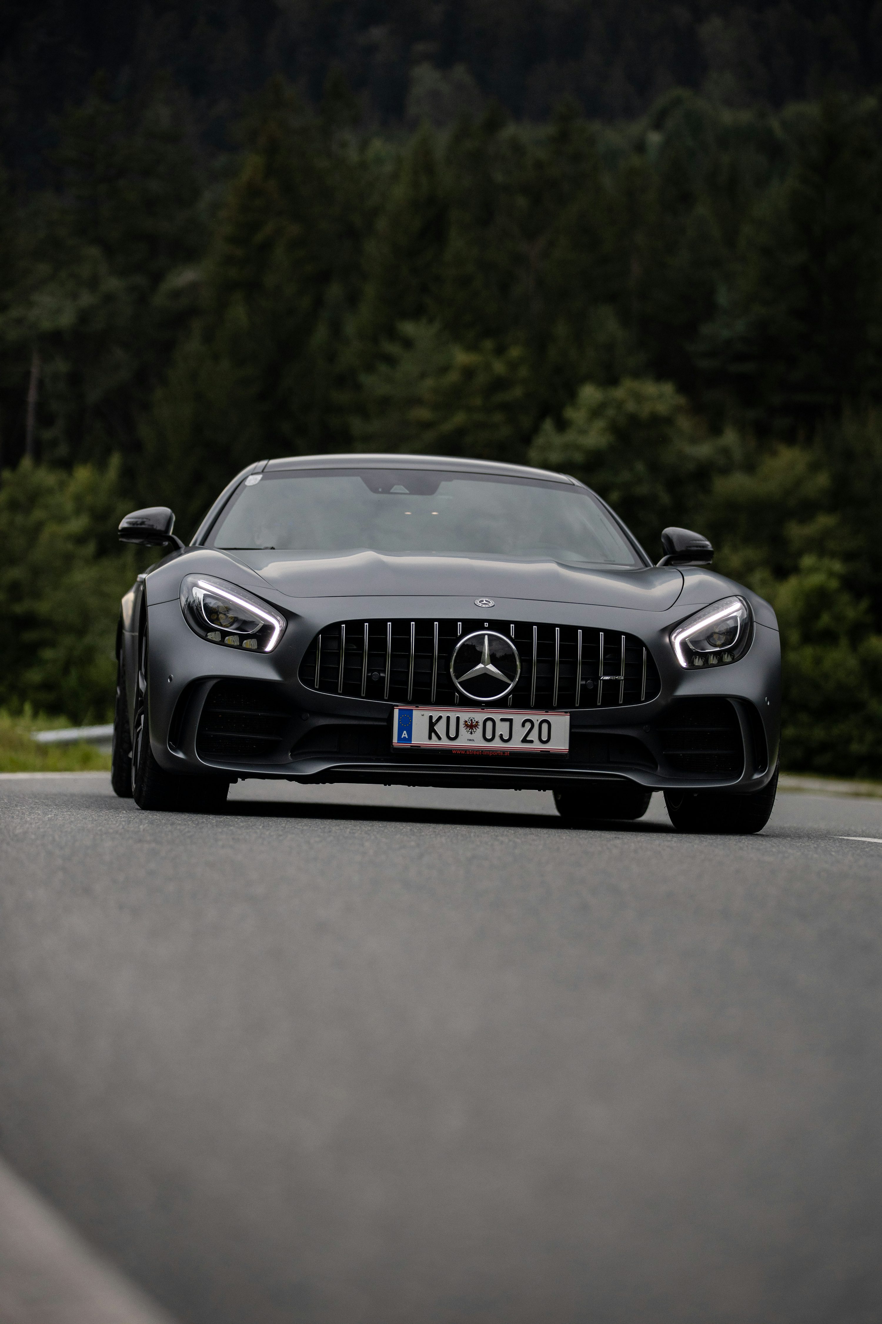 a black car on a road