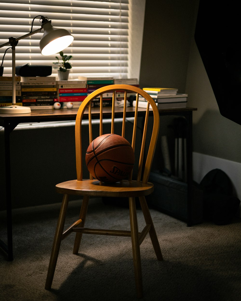 a chair with a ball on it