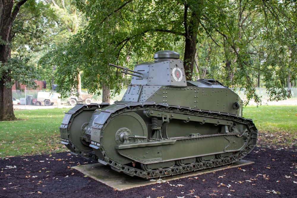 a tank parked on a road