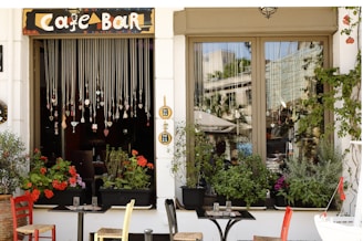 a restaurant with a table and chairs