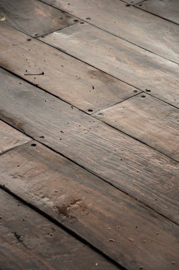 a close up of a wood deck