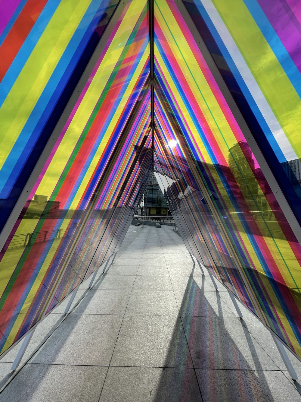 a tunnel with colorful lights