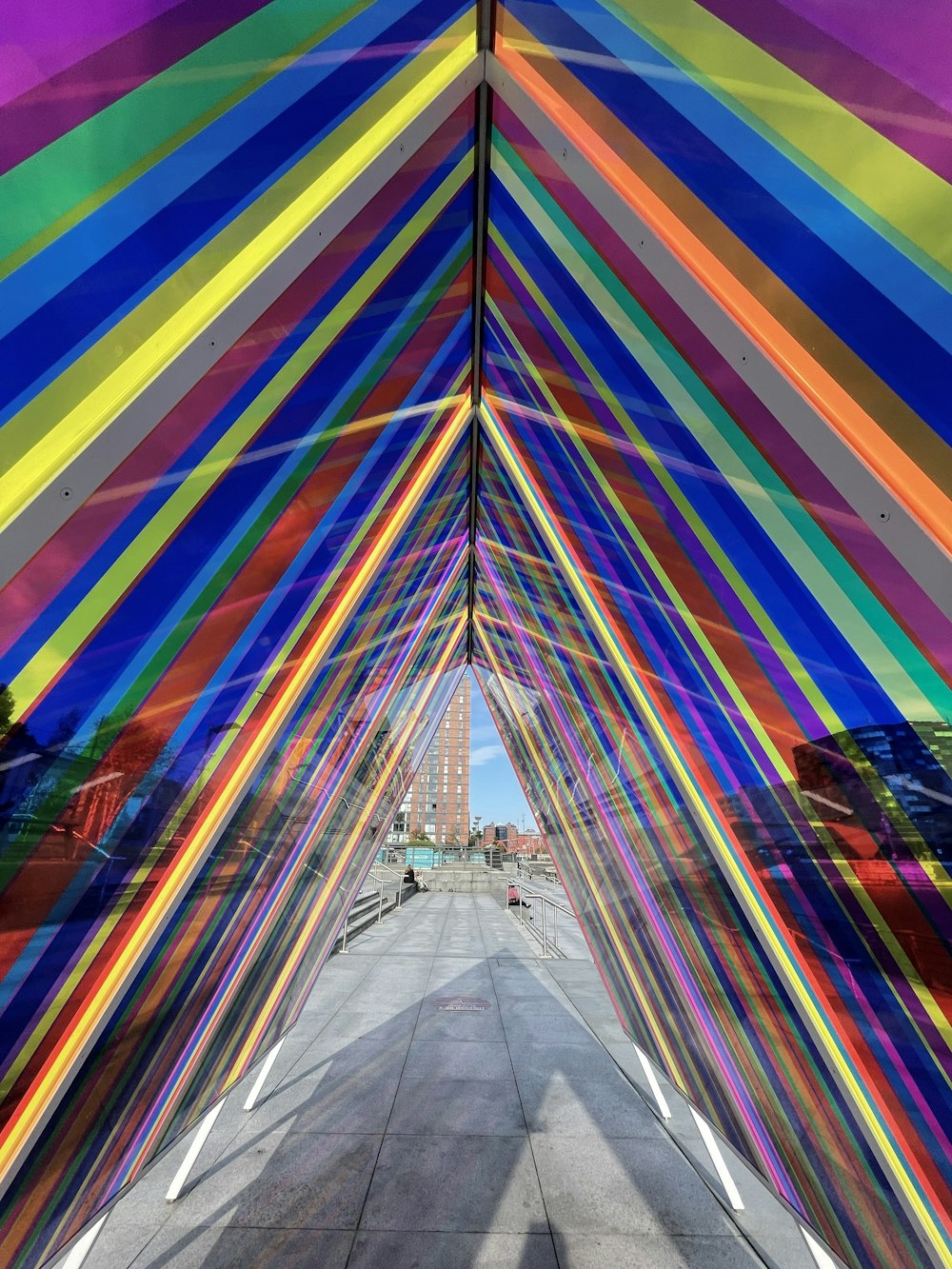 a bridge with colorful lights