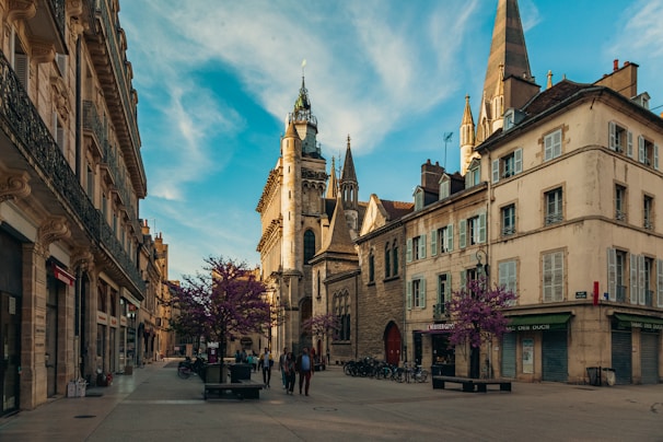 a street with buildings on either side