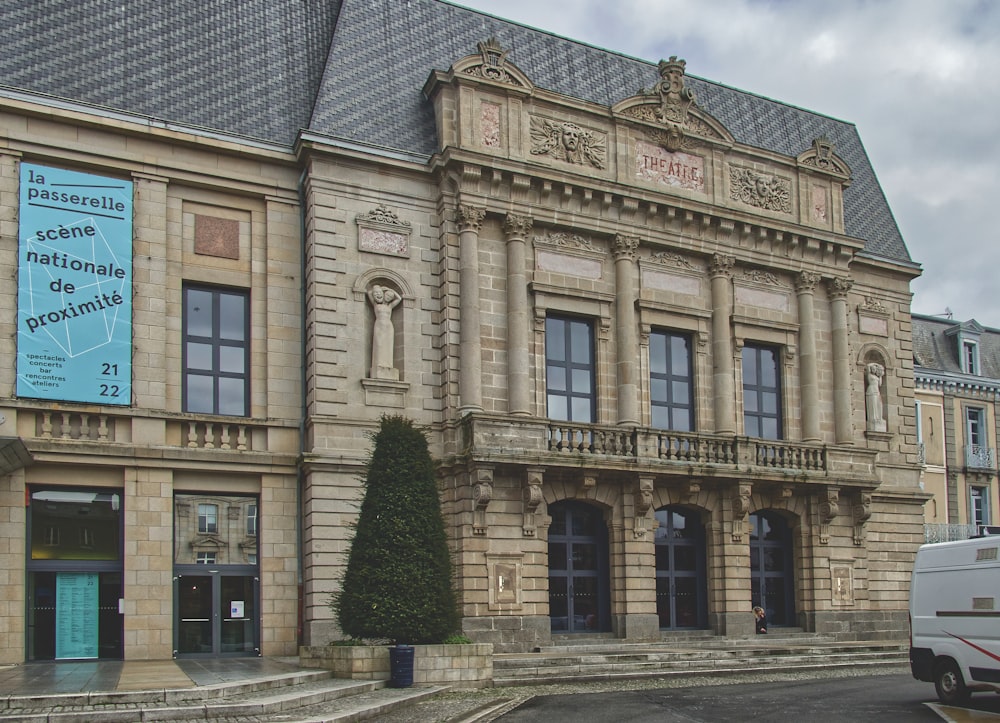 a building with a sign on it