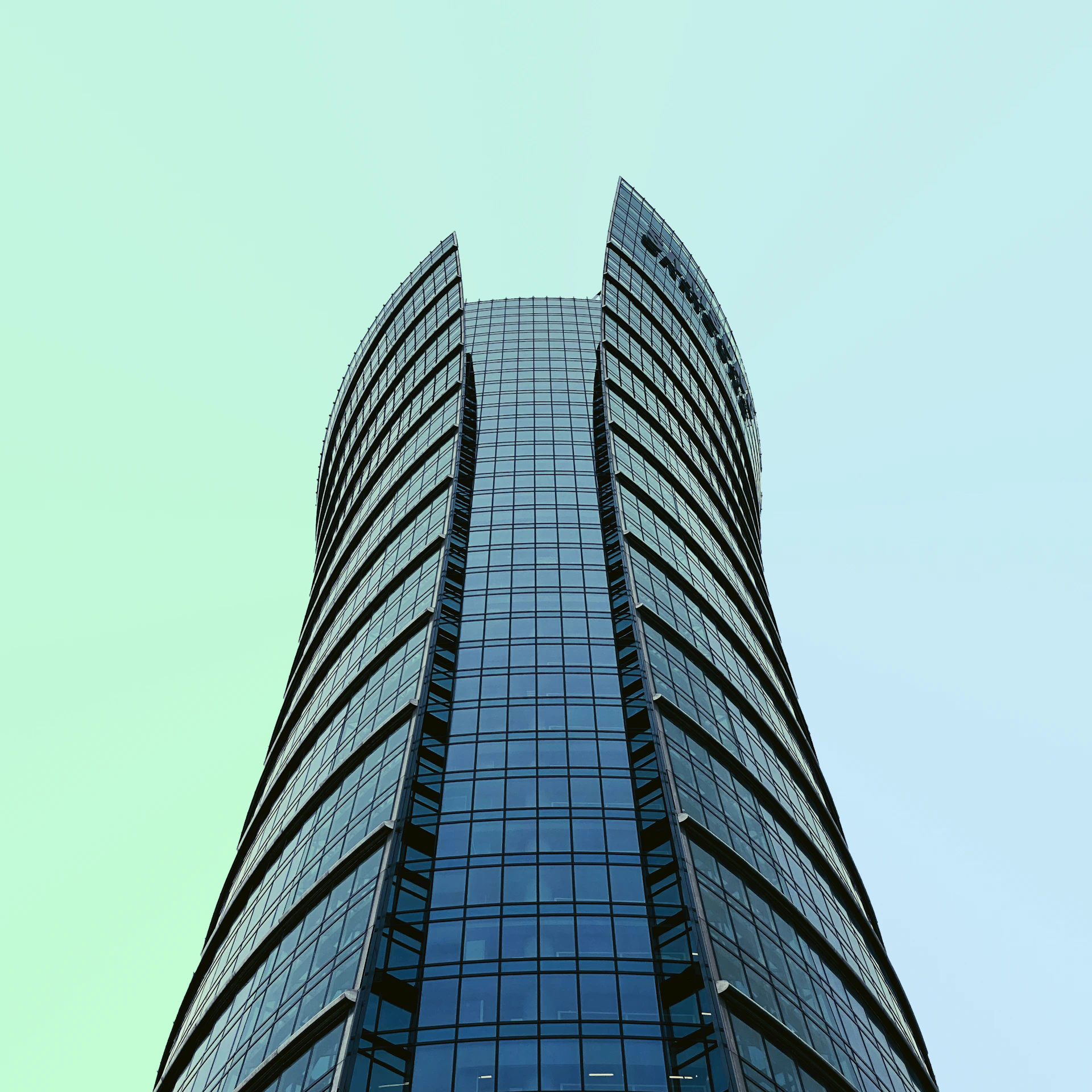 a tall glass building