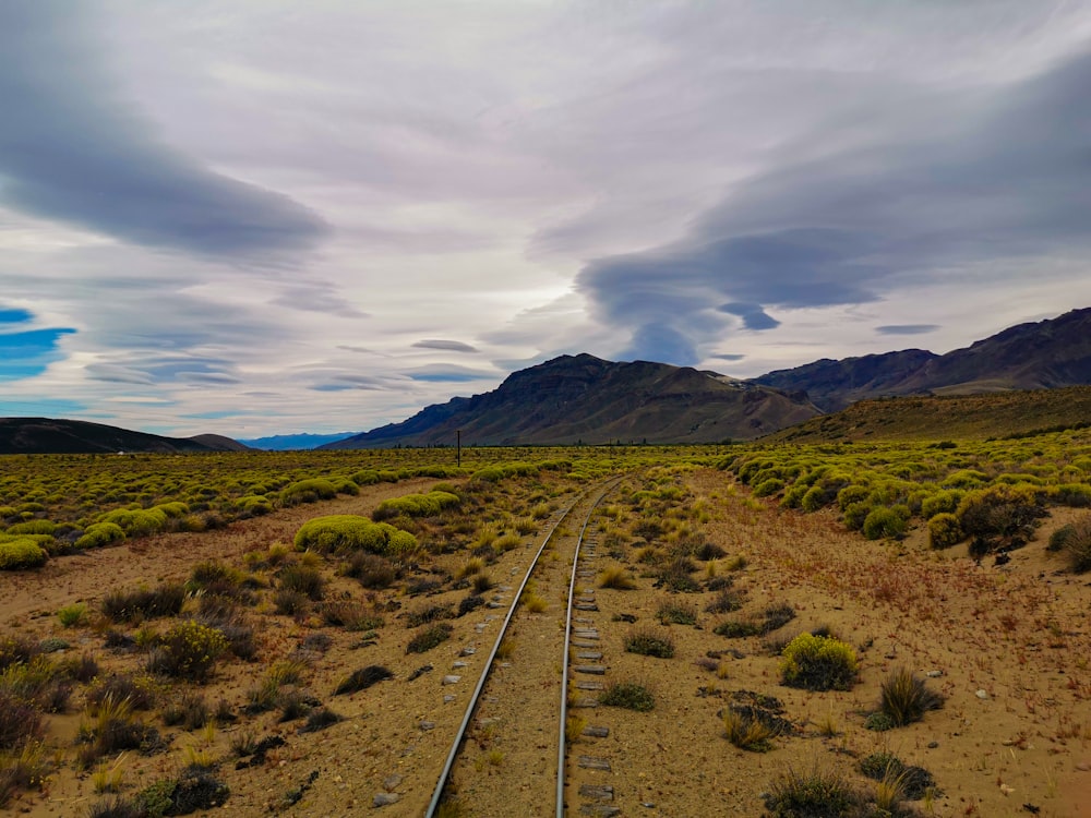 train tracks in a desert