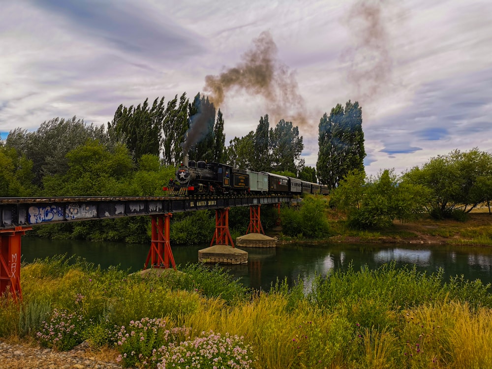 a train on a bridge