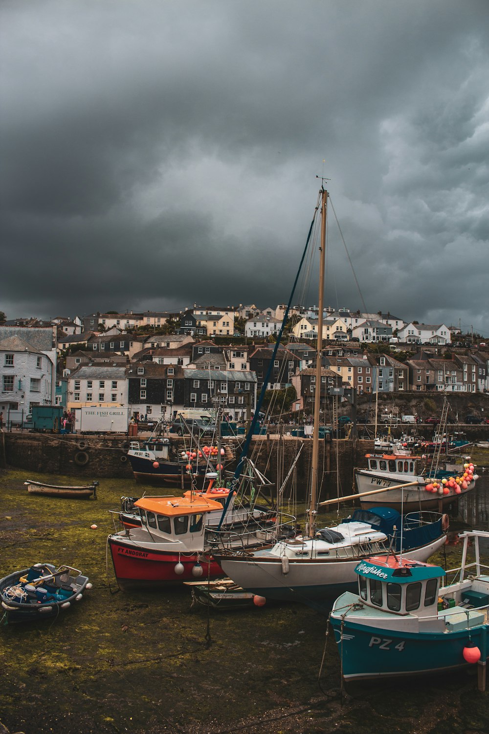 boats docked in a harbor