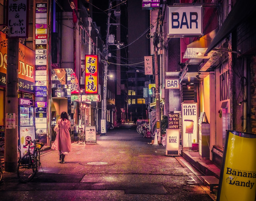 a person walking down a street