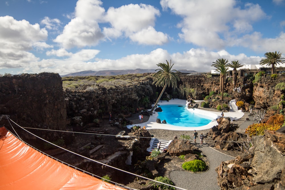 a pool in a rocky area