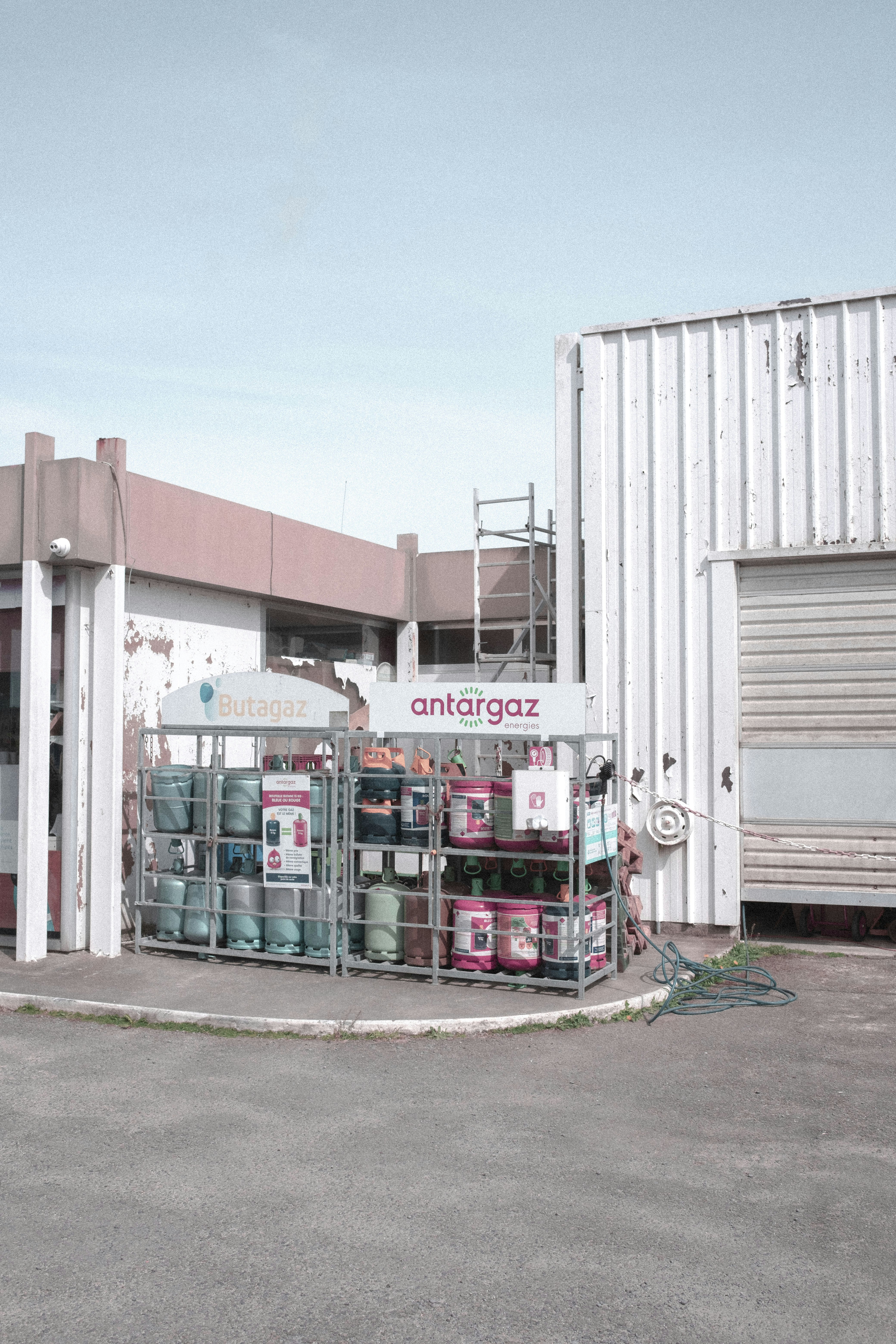 a building with a lot of containers