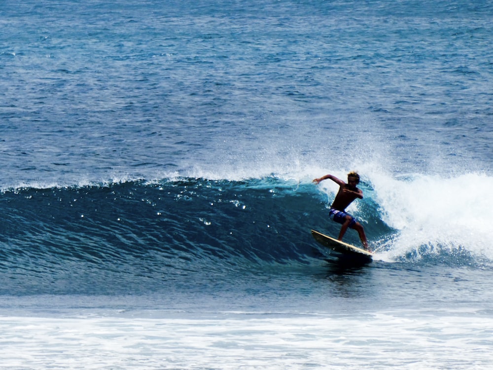 a man surfing on the waves