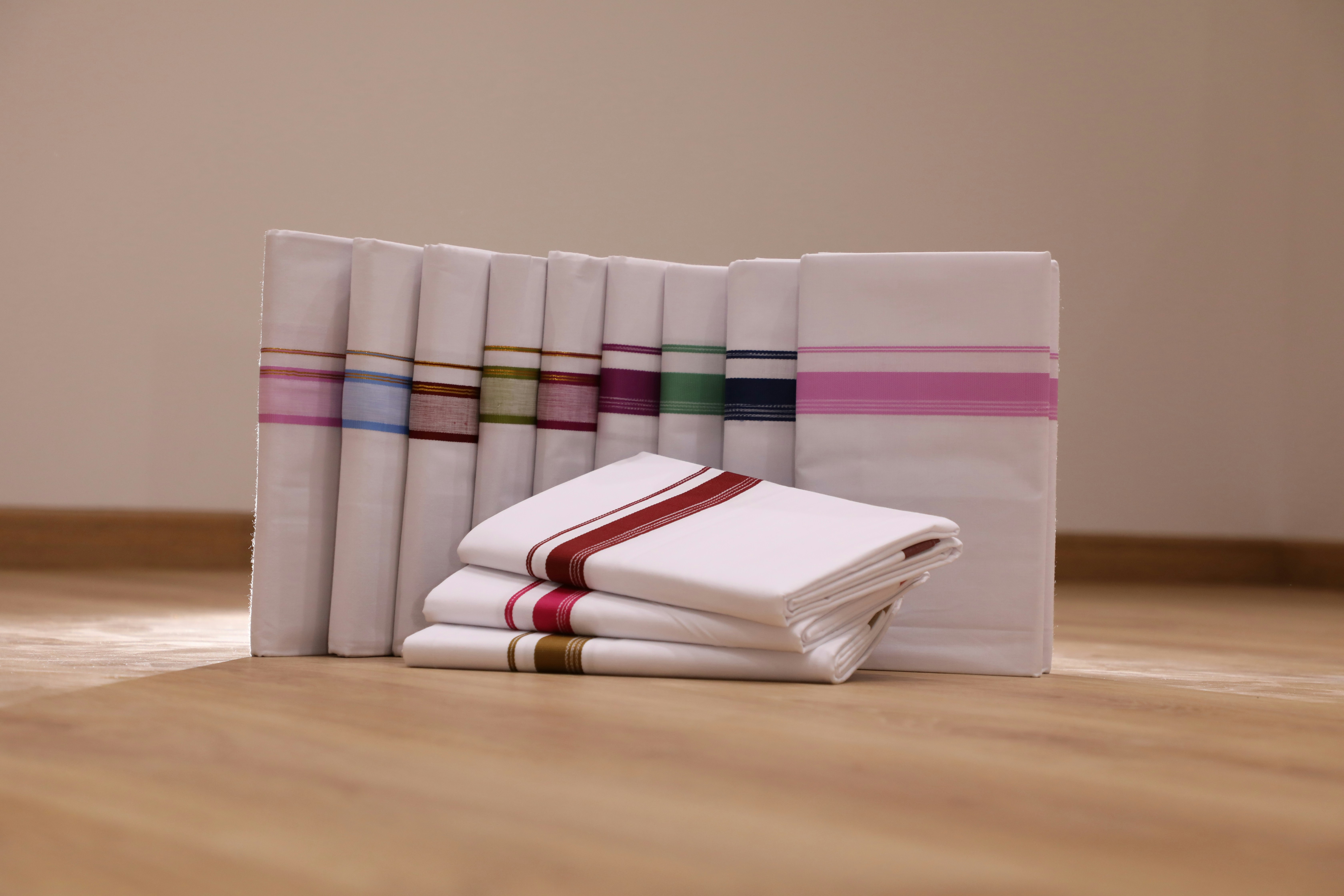 folded dress shirts closeup