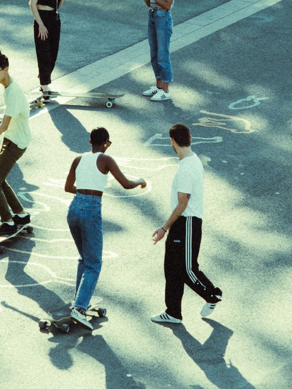 a group of people skateboarding