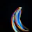 A sleek, glowing blue and purple gradient abstract shape representing innovation.