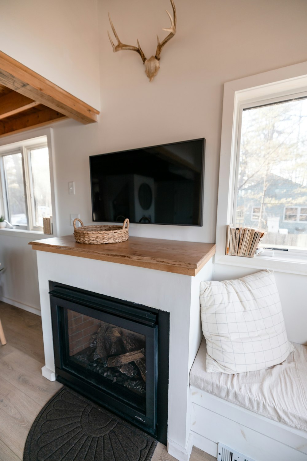 a fireplace in a room