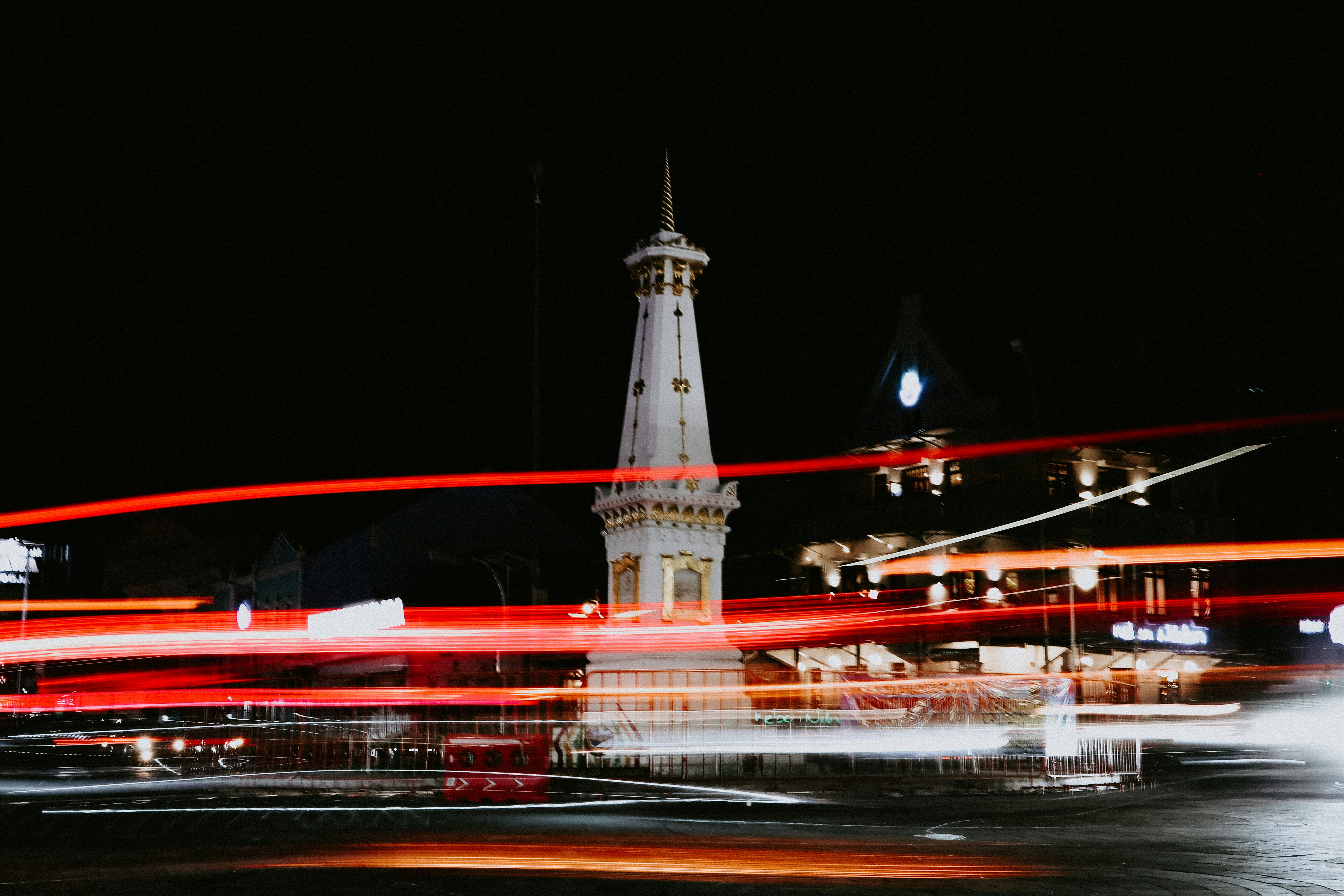 a bridge with lights at night