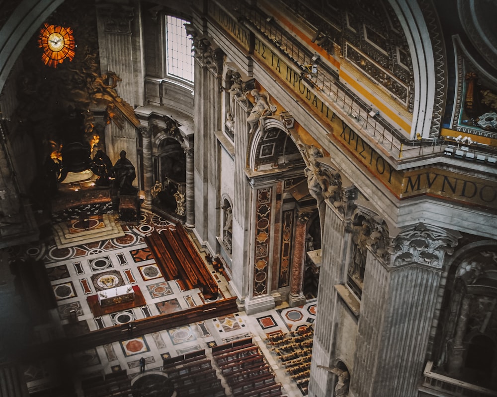 a large ornate room with a large staircase