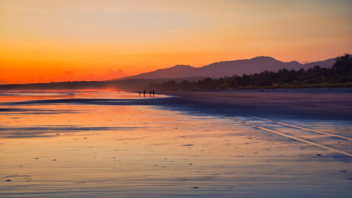 Colorful sunset at El Cuco beach