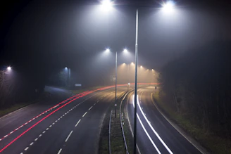 a road with lights on it
