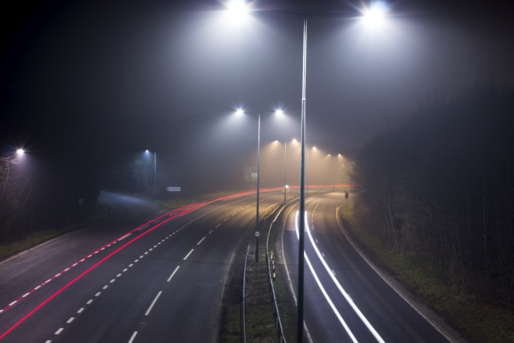 a road with lights on it